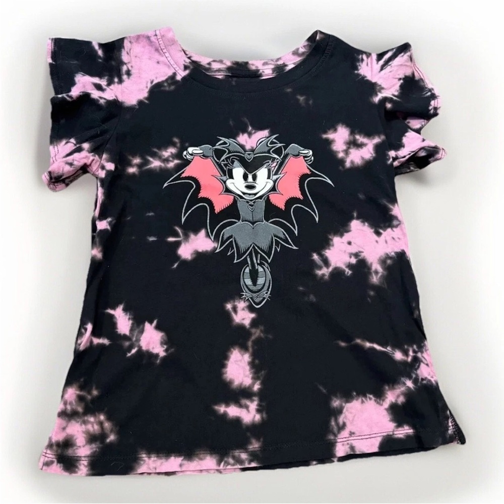 Disney Minnie Mouse Vampire Bat Halloween Tie-Dye Shirt Girls Size 7/8